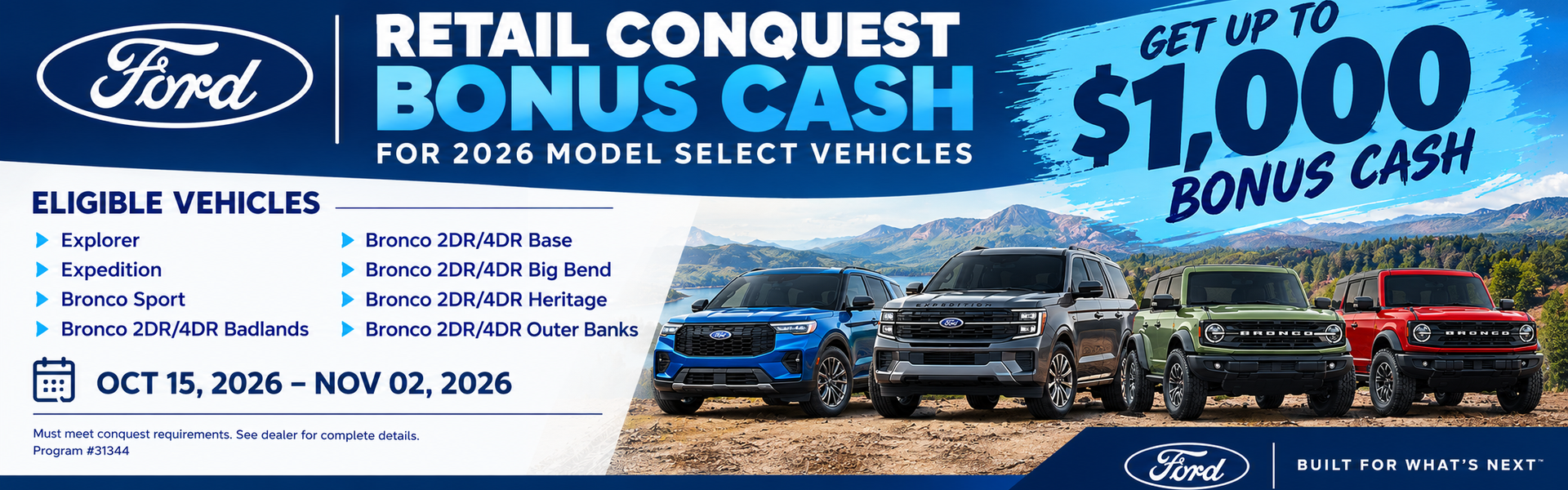Retail Conquest Bonus Cash